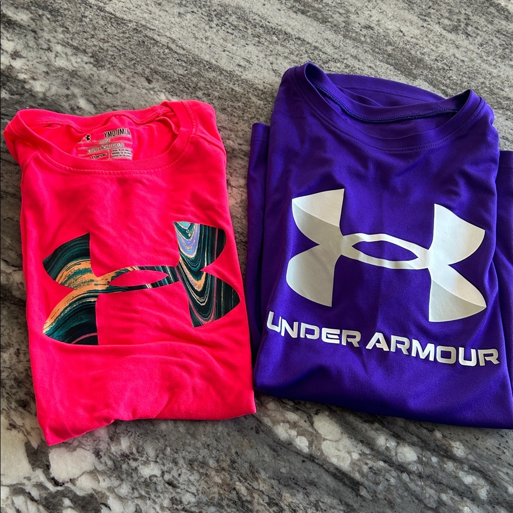 Kids Under Armour Bright Pink and Bold Purple Tees